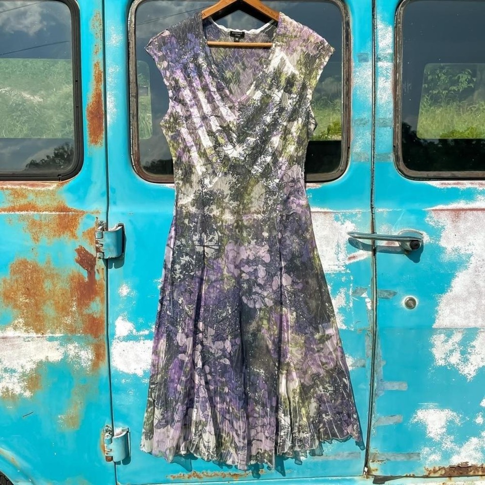 Komarov floral sublimation print garden dress women's medium